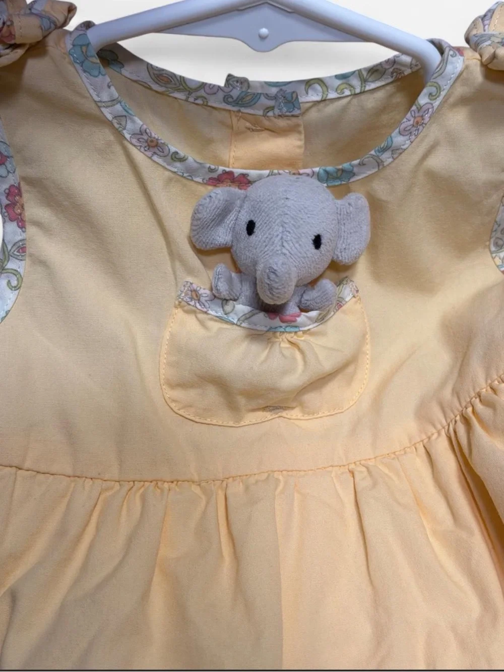 Vintage Gymboree Summer Safari Elephant Dress 6-12M 2005/06 Plush Pocket